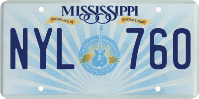MS license plate NYL760