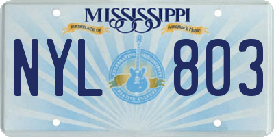 MS license plate NYL803