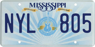 MS license plate NYL805