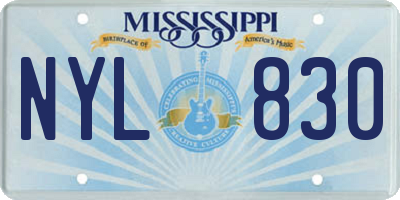 MS license plate NYL830