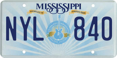 MS license plate NYL840