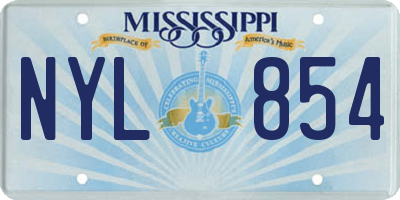 MS license plate NYL854