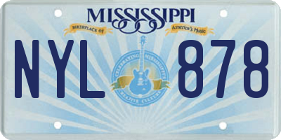 MS license plate NYL878