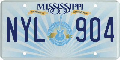 MS license plate NYL904