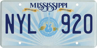 MS license plate NYL920