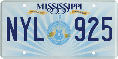 MS license plate NYL925