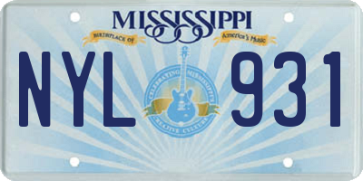 MS license plate NYL931