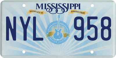 MS license plate NYL958
