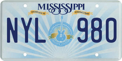 MS license plate NYL980
