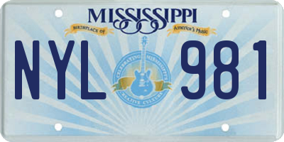 MS license plate NYL981