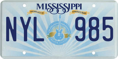MS license plate NYL985