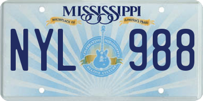MS license plate NYL988