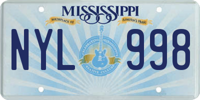 MS license plate NYL998