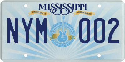 MS license plate NYM002