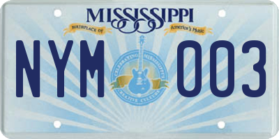 MS license plate NYM003