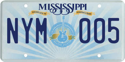 MS license plate NYM005
