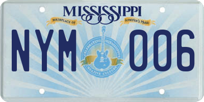 MS license plate NYM006