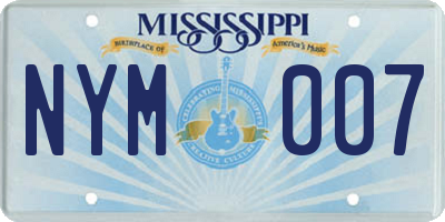 MS license plate NYM007
