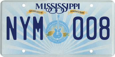 MS license plate NYM008