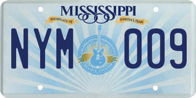 MS license plate NYM009