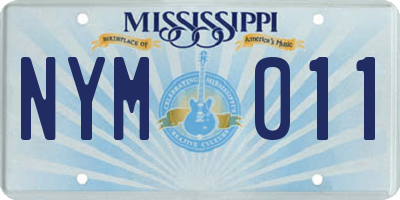 MS license plate NYM011