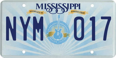 MS license plate NYM017