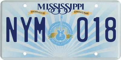 MS license plate NYM018