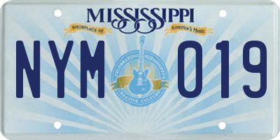MS license plate NYM019