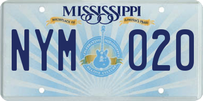 MS license plate NYM020