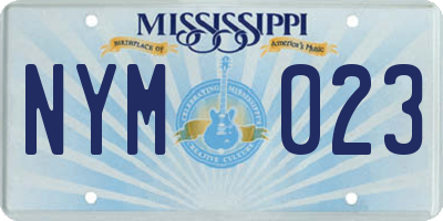 MS license plate NYM023