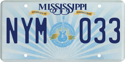 MS license plate NYM033