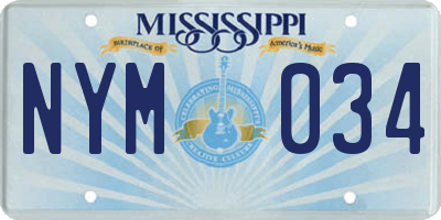 MS license plate NYM034