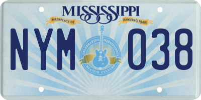 MS license plate NYM038
