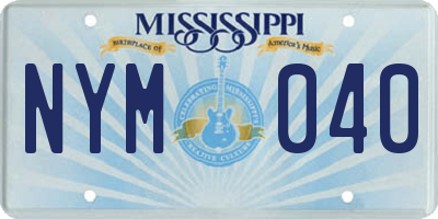 MS license plate NYM040