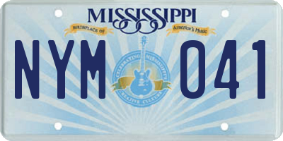 MS license plate NYM041