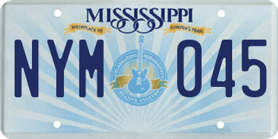 MS license plate NYM045
