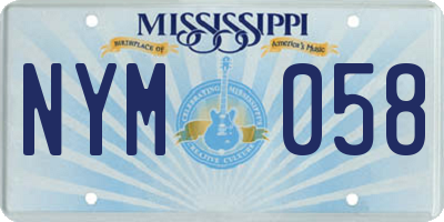 MS license plate NYM058