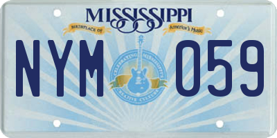 MS license plate NYM059