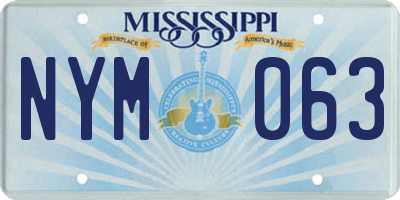 MS license plate NYM063
