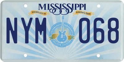 MS license plate NYM068