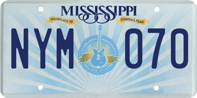 MS license plate NYM070