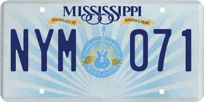 MS license plate NYM071