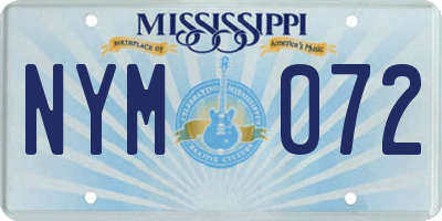 MS license plate NYM072