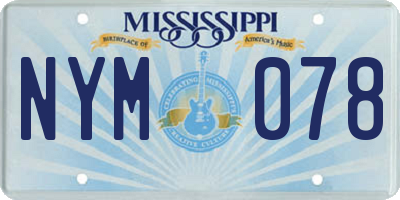 MS license plate NYM078