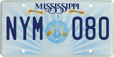 MS license plate NYM080