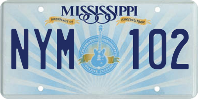 MS license plate NYM102