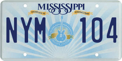 MS license plate NYM104