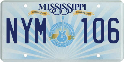 MS license plate NYM106