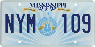 MS license plate NYM109