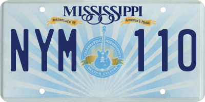 MS license plate NYM110